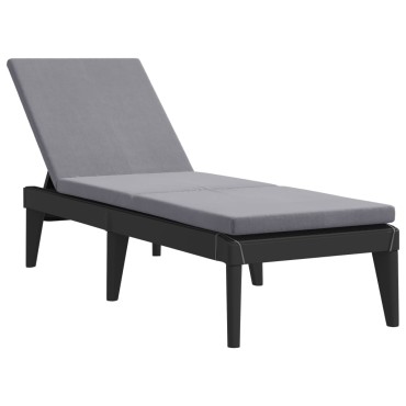 vidaXL Ξαπλώστρα με Μαξιλάρι Ανθρακί 186x60x29 από Πολυπροπυλένιο 118x57x29cm 1 τεμ.