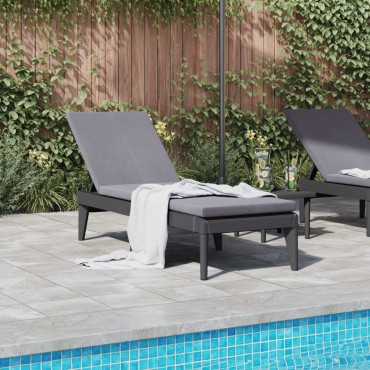 vidaXL Ξαπλώστρα με Μαξιλάρι Ανθρακί 186x60x29 από Πολυπροπυλένιο 118x57x29cm 1 τεμ.