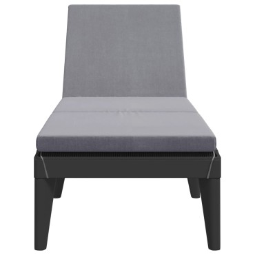 vidaXL Ξαπλώστρα με Μαξιλάρι Ανθρακί 186x60x29 από Πολυπροπυλένιο 118x57x29cm 1 τεμ.