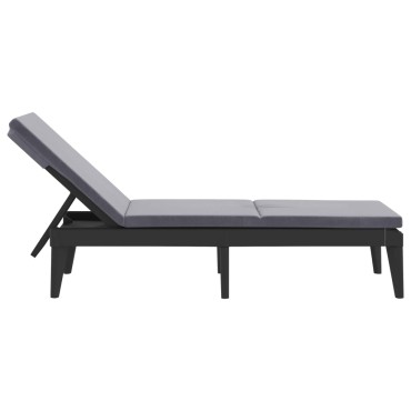 vidaXL Ξαπλώστρα με Μαξιλάρι Ανθρακί 186x60x29 από Πολυπροπυλένιο 118x57x29cm 1 τεμ.