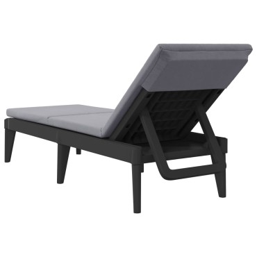 vidaXL Ξαπλώστρα με Μαξιλάρι Ανθρακί 186x60x29 από Πολυπροπυλένιο 118x57x29cm 1 τεμ.