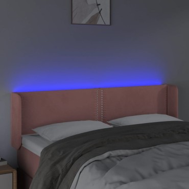 vidaXL Κεφαλάρι Κρεβατιού LED Ροζ 147x16x78/88cm Βελούδινο 1 τεμ.