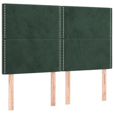 vidaXL Κρεβάτι Boxspring με Στρώμα Σκούρο Πράσινο 140x200εκ. Βελούδινο