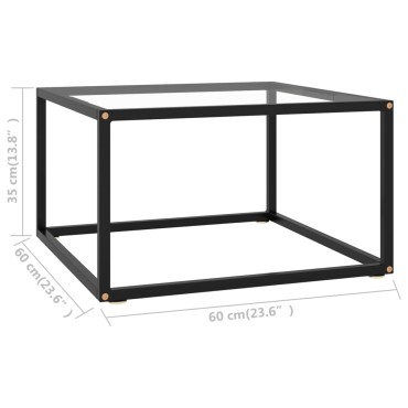 vidaXL Τραπεζάκι Σαλονιού Μαύρο 60x60x35cm με Ψημένο Γυαλί 1 τεμ.