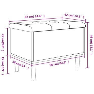 vidaXL Παγκάκι Αποθήκευσης Γκρι Sonoma 62x42x46cm Επεξεργασμένο Ξύλο 1 τεμ.