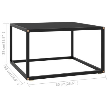 vidaXL Τραπεζάκι Σαλονιού Μαύρο 60x60x35cm με Μαύρο Γυαλί 1 τεμ.