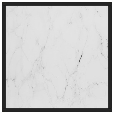 vidaXL Τραπεζάκι Σαλονιού Μαύρο 60x60x35cm Λευκό Γυαλί Όψη Μαρμάρου 1 τεμ.