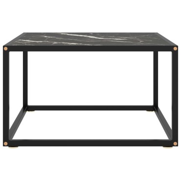 vidaXL Τραπεζάκι Σαλονιού Μαύρο 60x60x35cm Μαύρο Γυαλί Όψη Μαρμάρου 1 τεμ.
