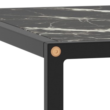 vidaXL Τραπεζάκι Σαλονιού Μαύρο 60x60x35cm Μαύρο Γυαλί Όψη Μαρμάρου 1 τεμ.