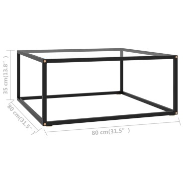 vidaXL Τραπεζάκι Σαλονιού Μαύρο 80x80x35cm με Ψημένο Γυαλί 1 τεμ.