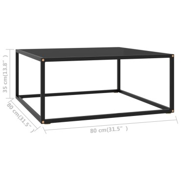 vidaXL Τραπεζάκι Σαλονιού Μαύρο 80x80x35cm με Μαύρο Γυαλί 1 τεμ.