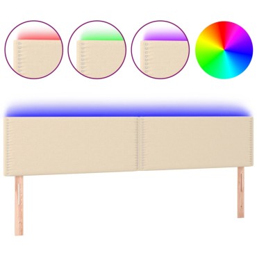 vidaXL Κεφαλάρι Κρεβατιού LED Κρεμ 160x5x78/88cm Υφασμάτινο 1 τεμ.