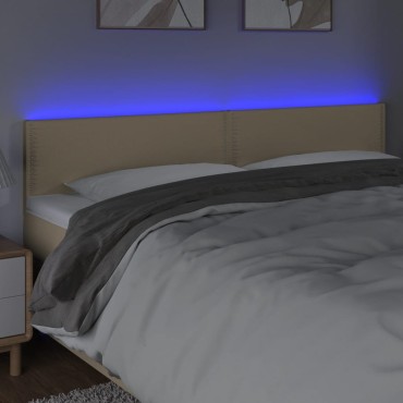 vidaXL Κεφαλάρι Κρεβατιού LED Κρεμ 160x5x78/88cm Υφασμάτινο 1 τεμ.