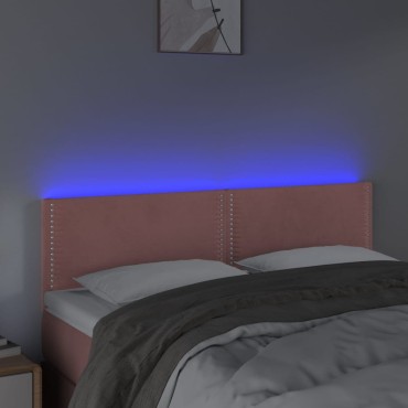 vidaXL Κεφαλάρι Κρεβατιού LED Ροζ 144x5x78/88cm Βελούδινο 1 τεμ.