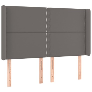 vidaXL Κεφαλάρι Κρεβατιού LED Γκρι 147x16x118/128cm Συνθετ. Δέρμα 1 τεμ.