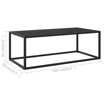 vidaXL Τραπεζάκι Σαλονιού Μαύρο 100x50x35cm με Μαύρο Γυαλί 1 τεμ.
