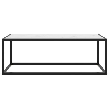 vidaXL Τραπεζάκι Σαλονιού Μαύρο 100x50x35cm Λευκό Γυαλί Όψη Μαρμάρου 1 τεμ.