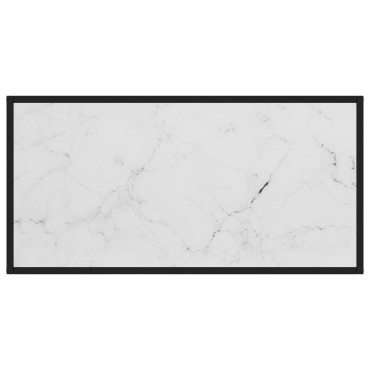 vidaXL Τραπεζάκι Σαλονιού Μαύρο 100x50x35cm Λευκό Γυαλί Όψη Μαρμάρου 1 τεμ.