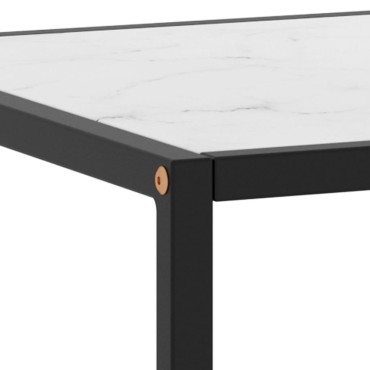 vidaXL Τραπεζάκι Σαλονιού Μαύρο 100x50x35cm Λευκό Γυαλί Όψη Μαρμάρου 1 τεμ.