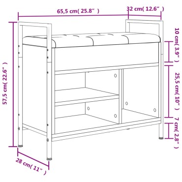 vidaXL Παπουτσοθήκη Καπνιστή Δρυς 65,5x32x57,5cm Επεξεργασμένο Ξύλο 1 τεμ.