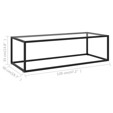 vidaXL Τραπεζάκι Σαλονιού Μαύρο 120x50x35cm με Ψημένο Γυαλί 1 τεμ.