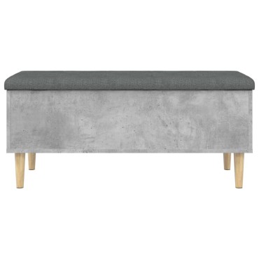 vidaXL Παγκάκι Αποθήκευσης Γκρι Σκυροδεμ. 102x42x46cm Επεξεργ. Ξύλο 1 τεμ.