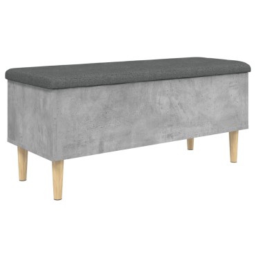 vidaXL Παγκάκι Αποθήκευσης Γκρι Σκυροδεμ. 102x42x46cm Επεξεργ. Ξύλο 1 τεμ.