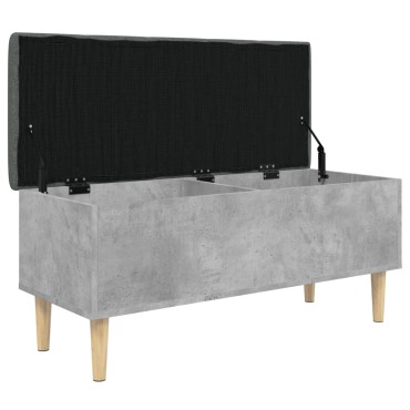 vidaXL Παγκάκι Αποθήκευσης Γκρι Σκυροδεμ. 102x42x46cm Επεξεργ. Ξύλο 1 τεμ.