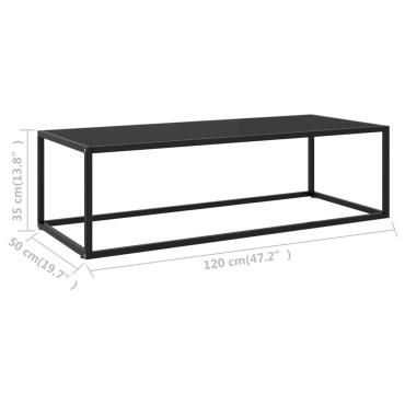 vidaXL Τραπεζάκι Σαλονιού Μαύρο 120x50x35cm με Μαύρο Γυαλί 1 τεμ.