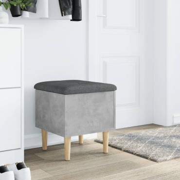 vidaXL Παγκάκι Αποθήκευσης Γκρι Σκυροδεμ. 42x42x46cm Επεξεργ. Ξύλο 1 τεμ.