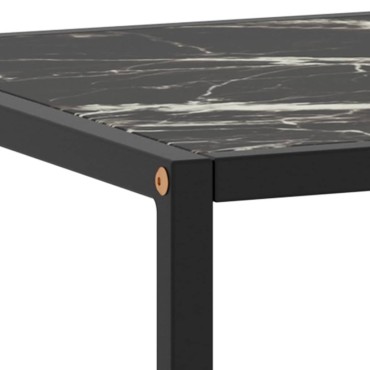 vidaXL Τραπεζάκι Σαλονιού Μαύρο 120x50x35cm Μαύρο Γυαλί Όψη Μαρμάρου 1 τεμ.