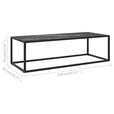 vidaXL Τραπεζάκι Σαλονιού Μαύρο 120x50x35cm Μαύρο Γυαλί Όψη Μαρμάρου 1 τεμ.