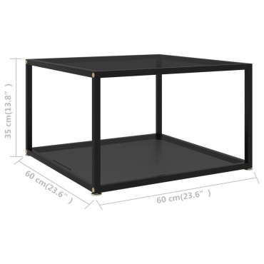 vidaXL Τραπεζάκι Σαλονιού Μαύρο 60x60x35cm από Ψημένο Γυαλί 1 τεμ.
