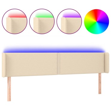 vidaXL Κεφαλάρι Κρεβατιού LED Κρεμ 163x16x78/88cm Υφασμάτινο 1 τεμ.