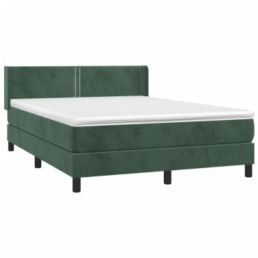 vidaXL Κρεβάτι Boxspring με Στρώμα Σκούρο Πράσινο 140x200εκ. Βελούδινο