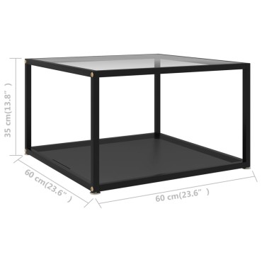322891 vidaXL Coffee Table Transparent and Black 60x60x35cm Tempered Glass