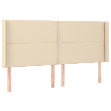 vidaXL Κρεβάτι Boxspring με Στρώμα & LED Κρεμ 160x200cm Υφασμάτινο 1 τεμ. - Διπλό