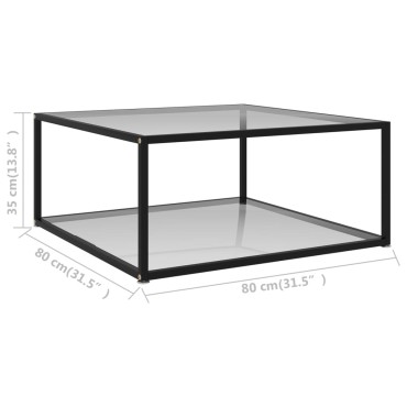 vidaXL Τραπεζάκι Σαλονιού Διαφανές 80x80x35cm από Ψημένο Γυαλί 1 τεμ.