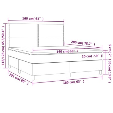vidaXL Κρεβάτι Boxspring με Στρώμα Κρεμ 160x200cm Υφασμάτινο 1 τεμ. - Διπλό