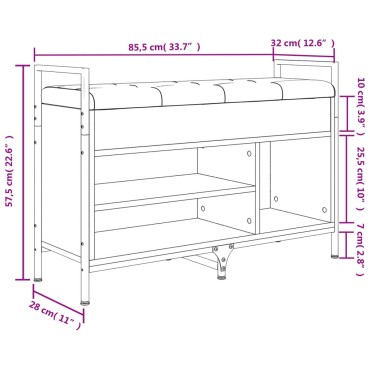 vidaXL Παπουτσοθήκη Καπνιστή Δρυς 85,5x32x57,5cm Επεξεργασμένο Ξύλο 1 τεμ.