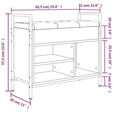 vidaXL Παπουτσοθήκη Μαύρη 65,5x32x57,5cm από Επεξεργασμένο Ξύλο 1 τεμ.