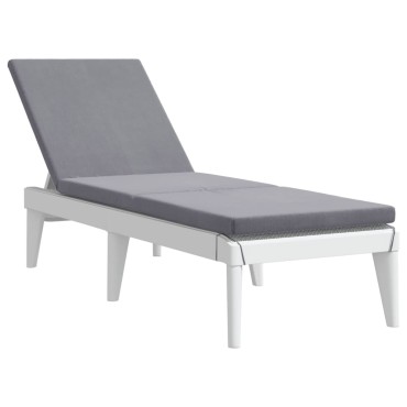 vidaXL Ξαπλώστρα με Μαξιλάρι Λευκή 186x60x29 από Πολυπροπυλένιο 118x57x29cm 1 τεμ.
