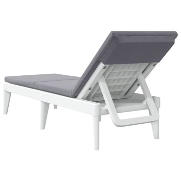 vidaXL Ξαπλώστρα με Μαξιλάρι Λευκή 186x60x29 από Πολυπροπυλένιο 118x57x29cm 1 τεμ.