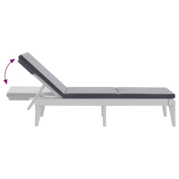 vidaXL Ξαπλώστρα με Μαξιλάρι Λευκή 186x60x29 από Πολυπροπυλένιο 118x57x29cm 1 τεμ.