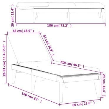 vidaXL Ξαπλώστρα με Μαξιλάρι Λευκή 186x60x29 από Πολυπροπυλένιο 118x57x29cm 1 τεμ.
