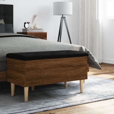 vidaXL Παγκάκι Αποθήκευσης Καφέ Δρυς 82x42x46cm από Επεξ. Ξύλο 1 τεμ.