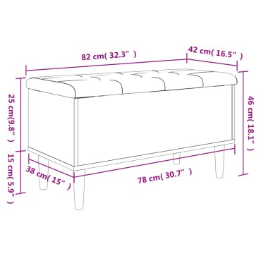 vidaXL Παγκάκι Αποθήκευσης Καφέ Δρυς 82x42x46cm από Επεξ. Ξύλο 1 τεμ.