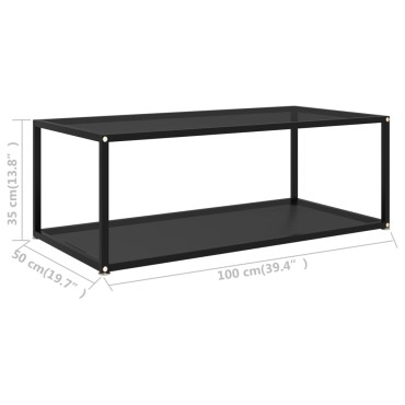 vidaXL Τραπεζάκι Σαλονιού Μαύρο 100x50x35cm από Ψημένο Γυαλί 1 τεμ.