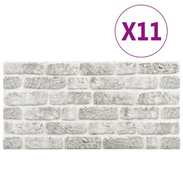 vidaXL Πάνελ Τοίχου 3D 10 τεμ. Σχέδιο Τούβλα Ανοιχτό Γκρι EPS