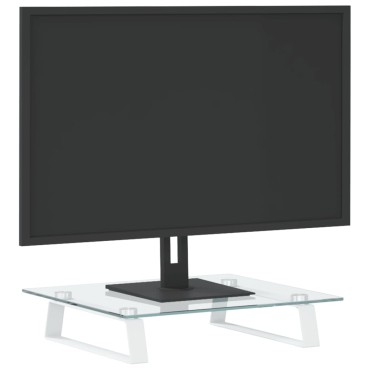 vidaXL Βάση Οθόνης Λευκή 40 x 35 x 8 εκ. από Ψημένο Γυαλί και Μέταλλο